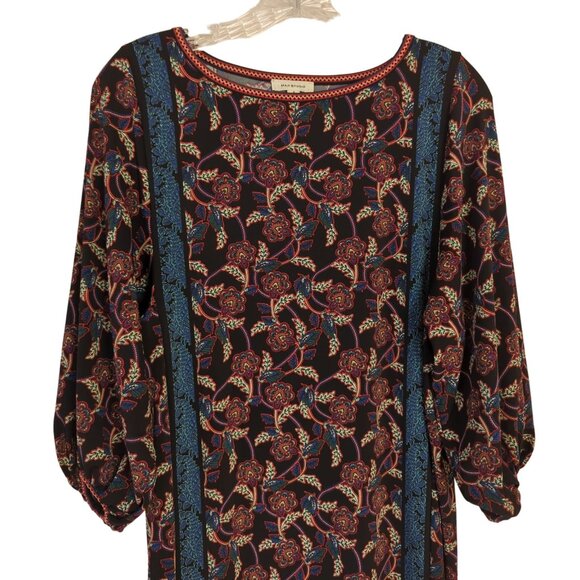 Max Studio Floral Pullover Shift Dress Size Small 3/4" Balloon Sleeves‎ - Picture 3 of 14